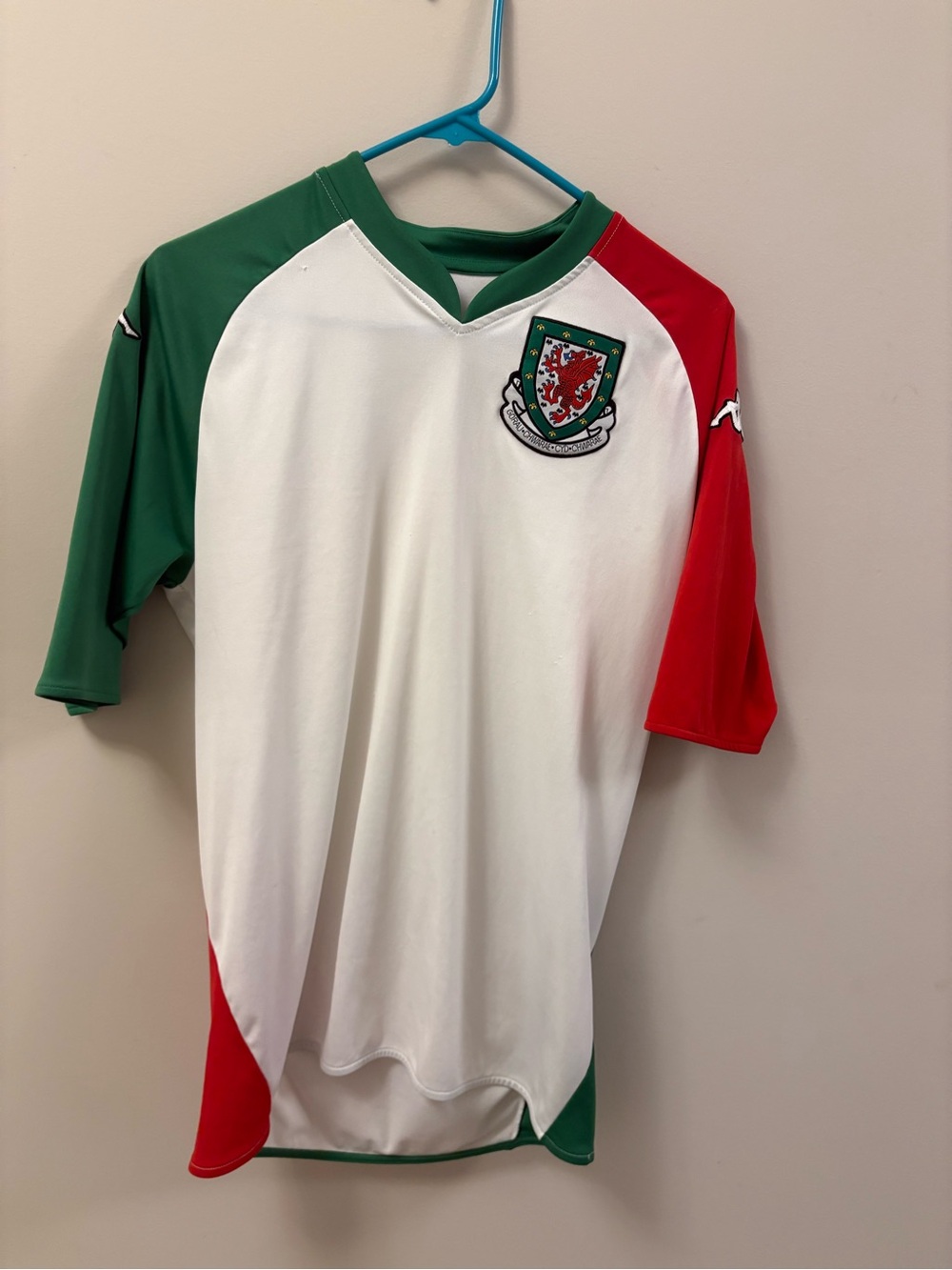 Whales Football Jersey Men's White, Green & Red Short Sleeve